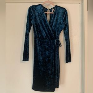 Blue Velvet Cocktail Wrap Cocktail Dress